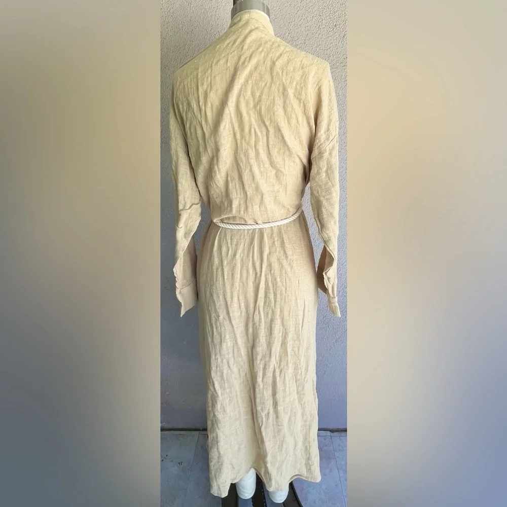 Beige Long Robe with White Rope Belt - Picture 2 of 2